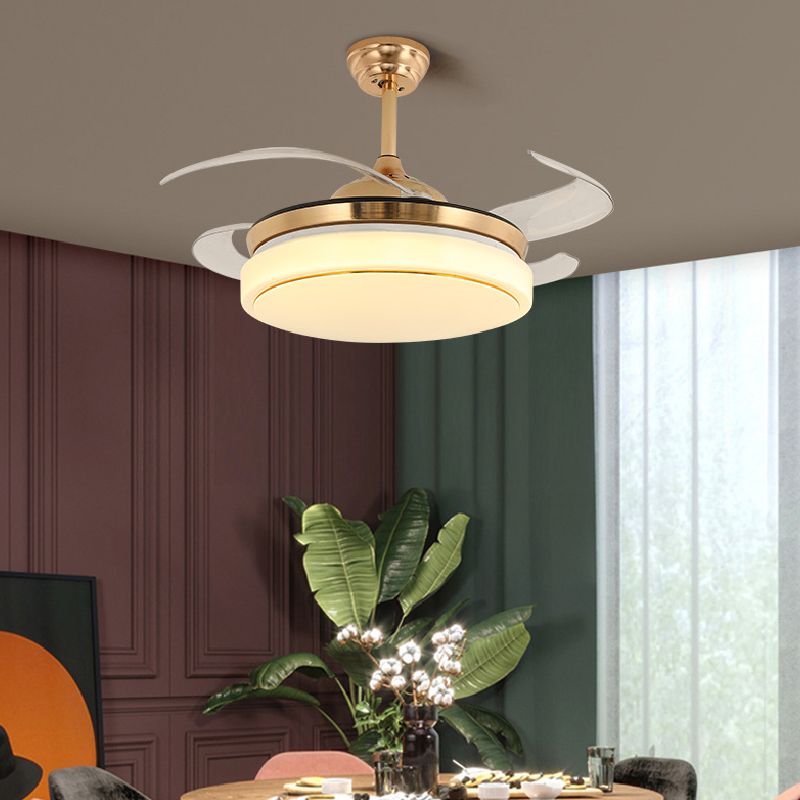 Sliver / Gold / White Finish Ceiling Fan Lighting Contemporary LED Ceiling Fan Fixture