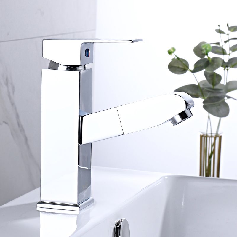 Modern Pull Out Centerset Faucet Single Handle Bathroom Vessel Faucet