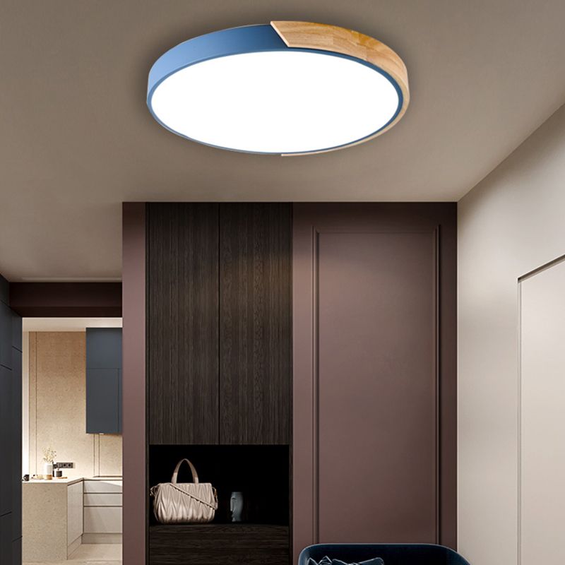 1 Light Round Flush Mount Light Modern Style Metal Flush Mount Lamp