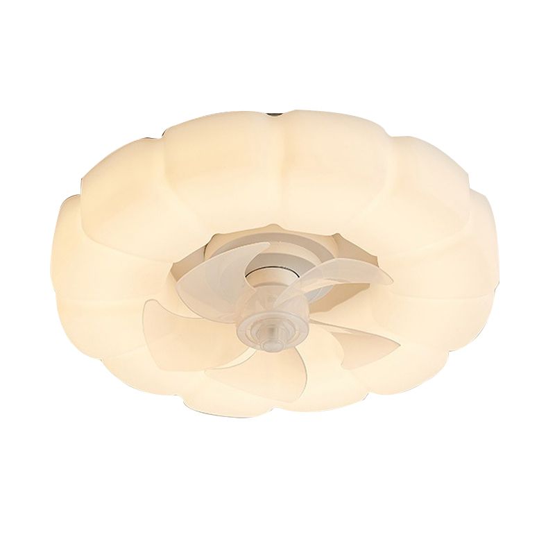 Contemporary Single White Ceiling Fan Lamp Unique Round Ceiling Fan Light