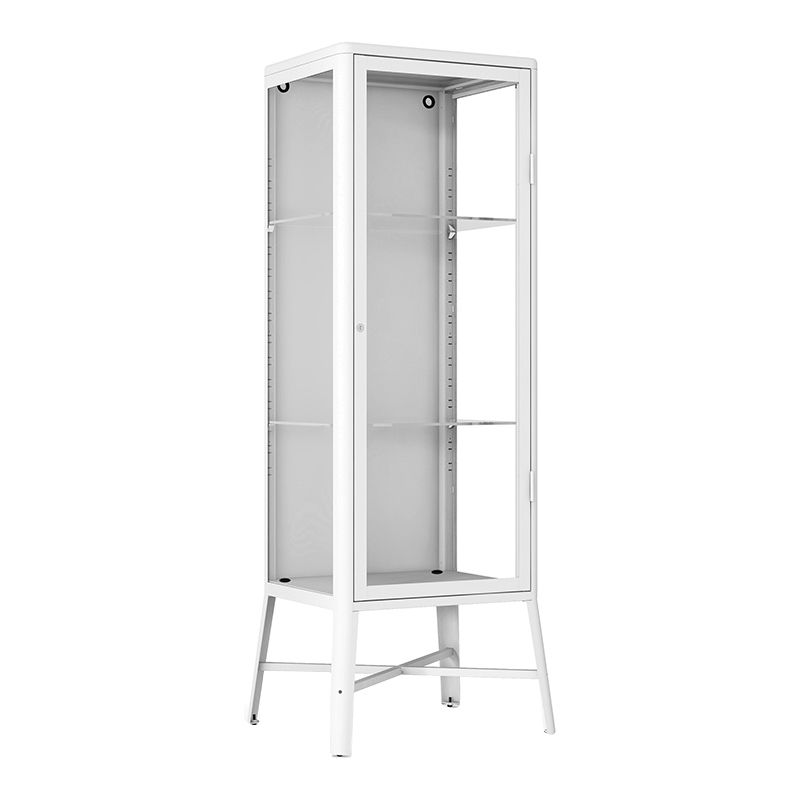 Metal Modern Curio Cabinet Glass Doors Adjustable Display Cabinet for Living Room