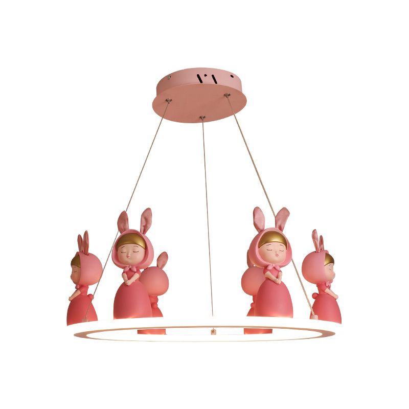 Sospensione circolare acrilica Light Light Kids Lamandelier Lighting con figurina decorativa per la scuola materna