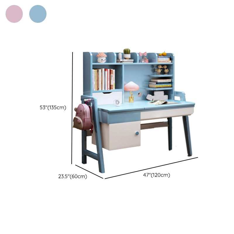 Solid Wood Kids Desk with Drawer Adjustable Writing Desk 23.6"W