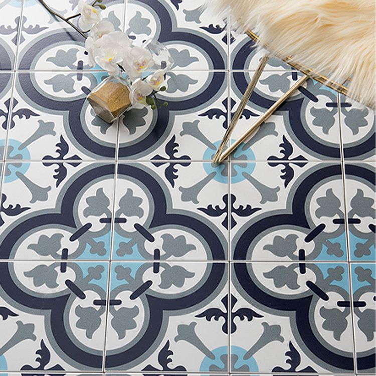 Blue Vintage Pattern Wall Tiles Natural Stone Rectangular Tiles