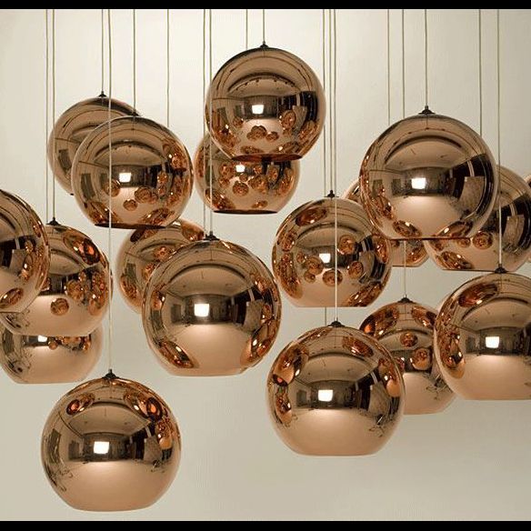 1-Light Globe Hanging Light avec bronze électroplate de miroir en verre nulle