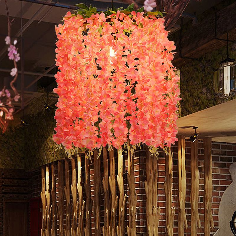 Bloemen metalen ophanging hanger Antiek 1 hoofd restaurant LED plafondlicht in roze