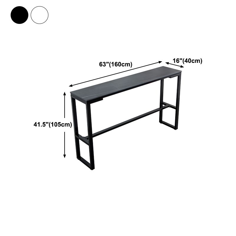 Industrial 41.3"H Bar Table Faux Marble Rectangle Top Bistro Table with Footrest