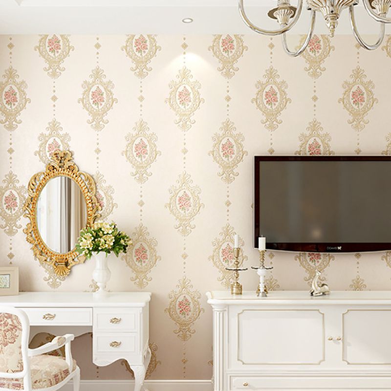 Girly Elegant Damasque Wallpaper Decorative Non-Pasted Wall Covering, 20.5"W x 31'L