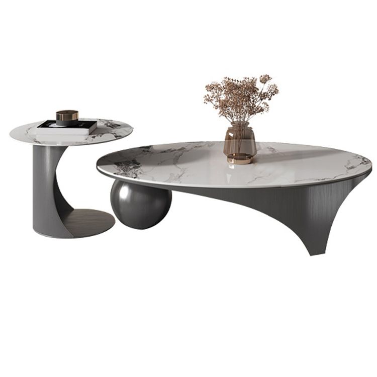 27" Wide White Contemporary Slate Gloss Finish Coffee Cocktail Table