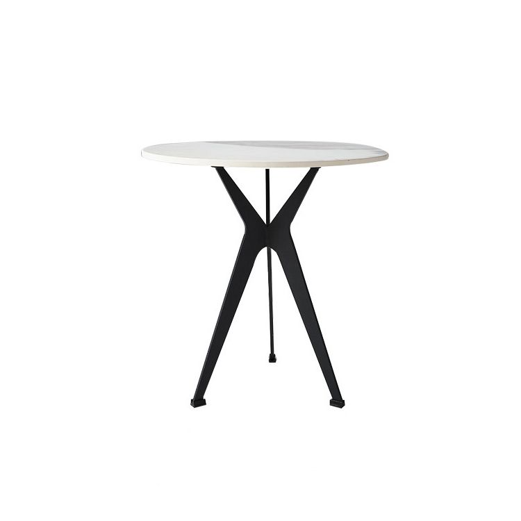 20" Tall Modern Marble Table Top End Table With Three Metal Legs