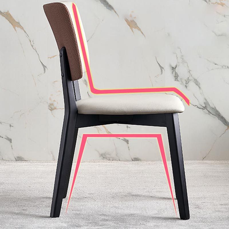 Leather Dining Chair Modern Upholstered Side Chair with Solid Wood Legs