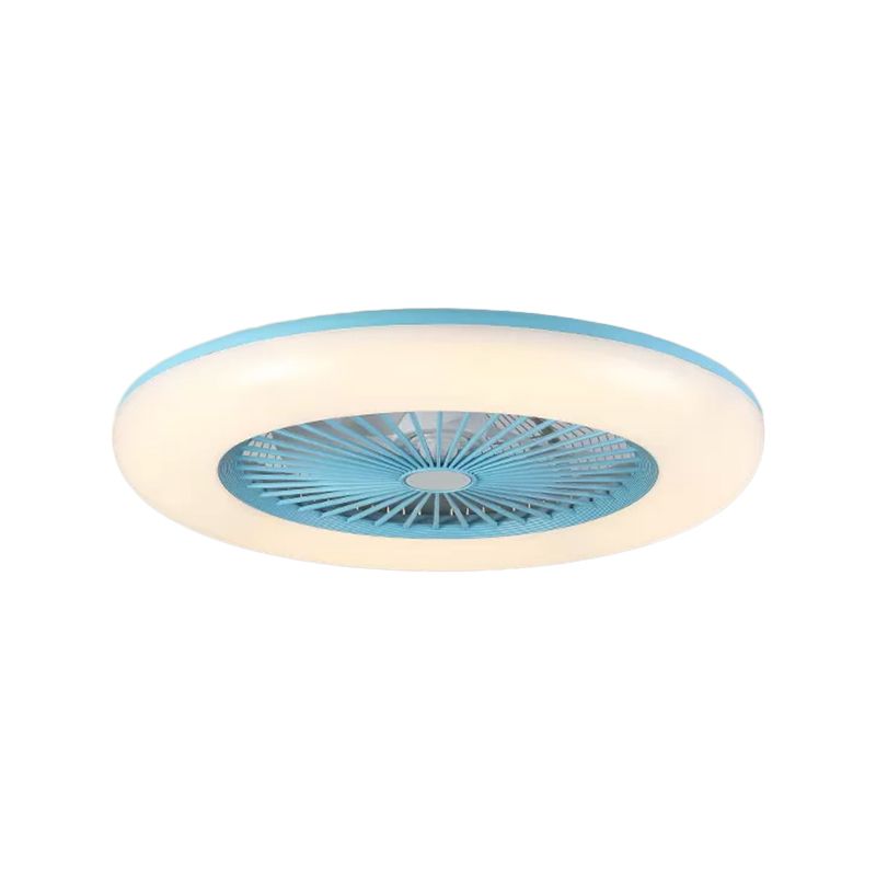 Chambre ronde 5-lames semi-flush Mount acrylique LED Contemporain Pendant Fan Light, 22 "de large