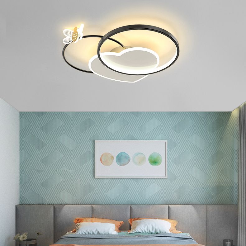 3 Lights Geometric Flush Ceiling Lights Contemporary Metal Flush Mount Lights for Bedroom