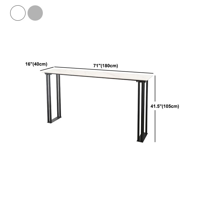 Industrial Pub Table for Living Room Stone Top Bar Table with Double Pedestal