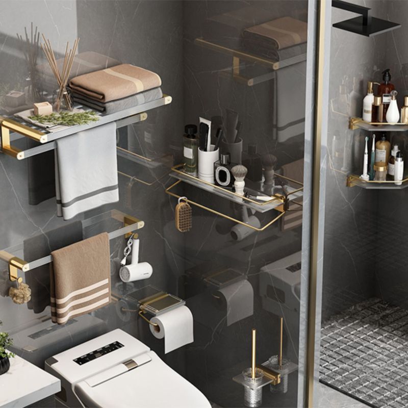 Modern Bathroom Accessory Set Bath Shelf Gold Towel Bar Bath Hardware Set