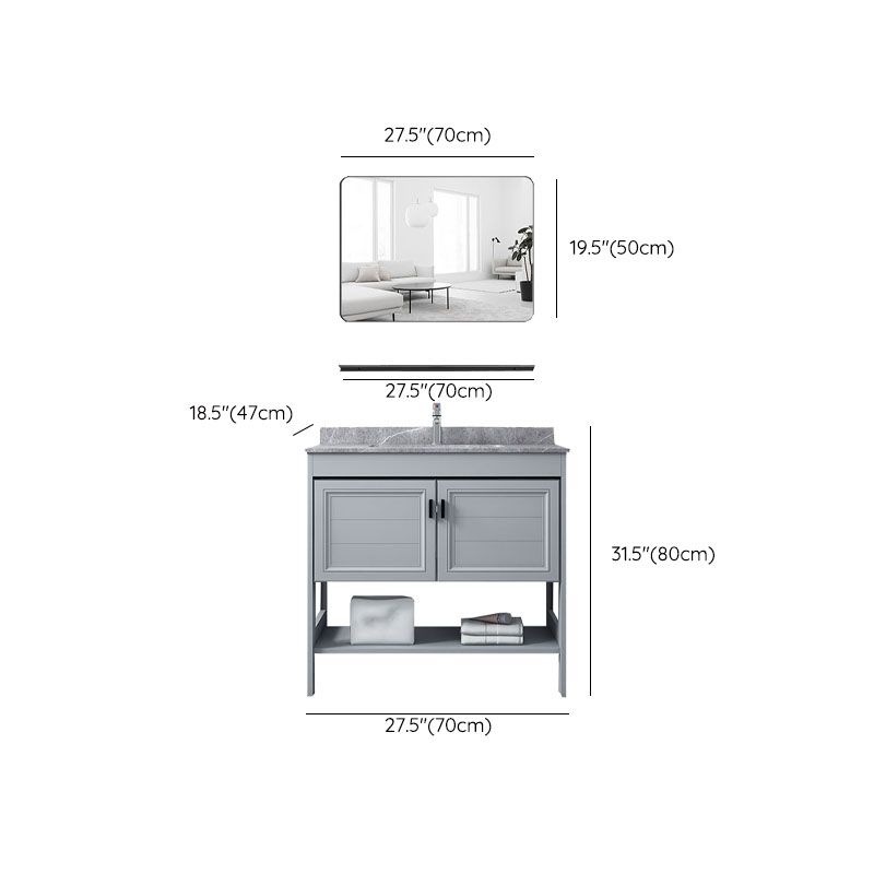 Grey Freestanding Vanity Metal Frame Glam Single Sink Shelving Included Vanity