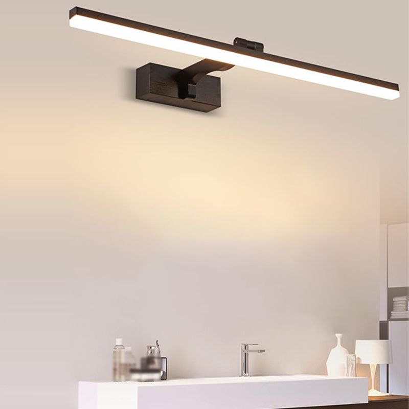 Postmodern Aluminum Vanity Light Straight 1 Light Mirror Light in Black for Bathroom