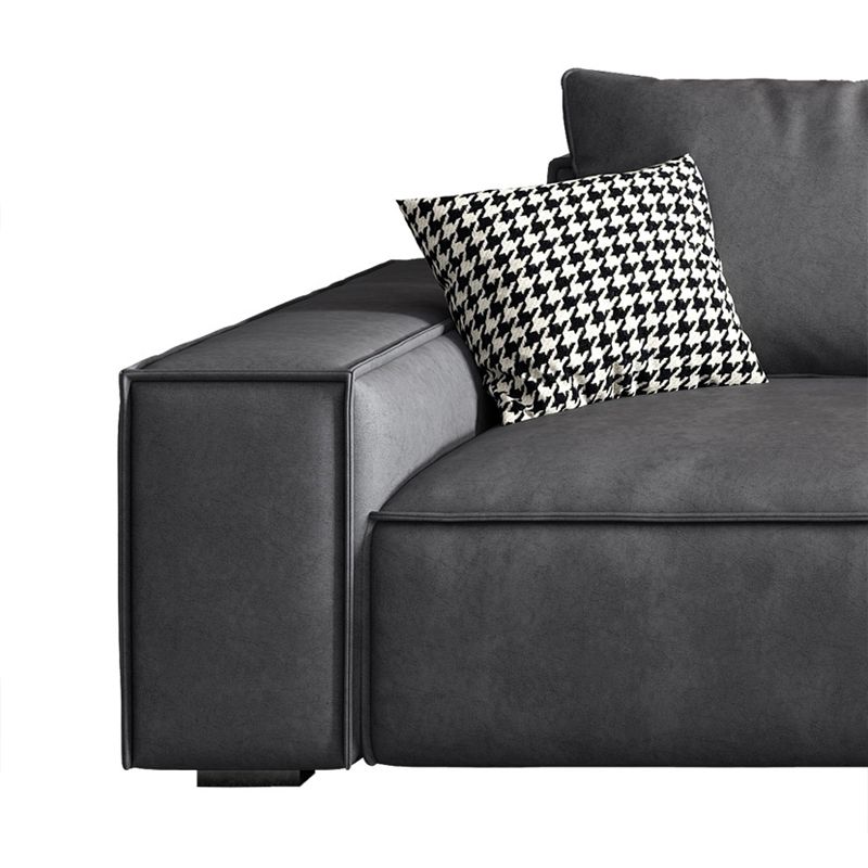 Modern Sofa with Bolster Pillows 35.43"High Square Arm Sofa, Black