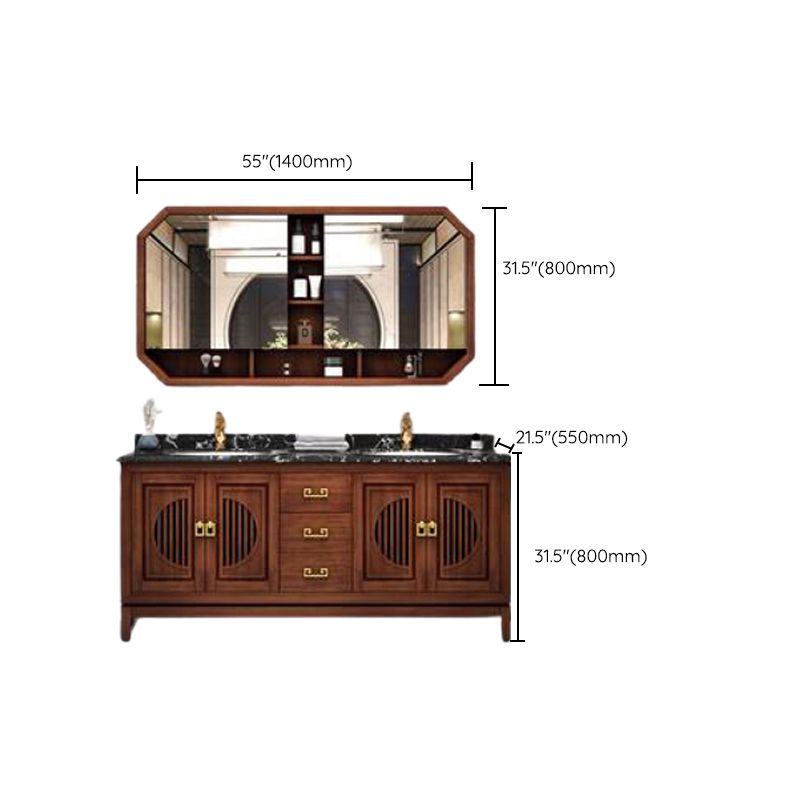 Vintage Bathroom Vanity Ceramic Sink Drawer Sink Vanity with Mirror