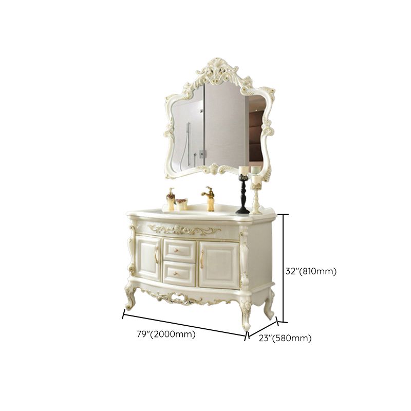 Luxury Bathroom Vanity Set Single Sink Drawers 2 Doors Bathroom Vanity with Mirror