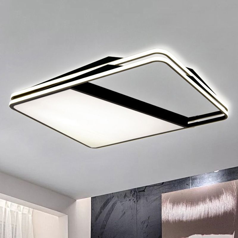 Modernism Splicing Trapezoid Flush Ceiling Lighting Metal LED Living Room Ceiling Fixture in White/Warm Light, 23.5"/35.5" Wide