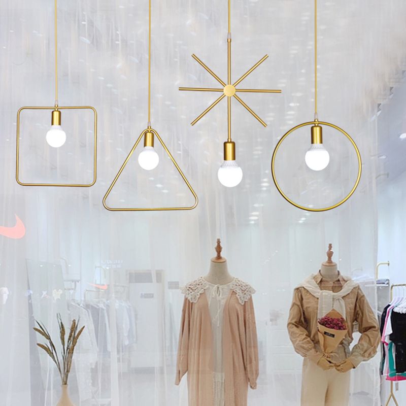 Metal Hanging Ceiling Light Geometric Minimalist Style Hanging Pendant Light for Cloth Shop