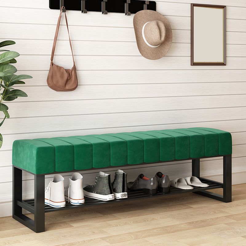 Velvet Seating Bench Modern Rectangle Tufted Bench with Shoes Storage