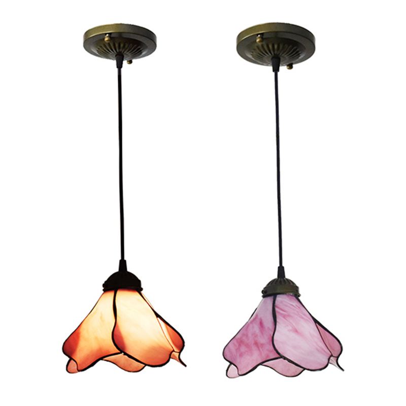 Lotus Stained Glass Pendant Lighting Fixture Tiffany Style Suspended Lighting Fixture