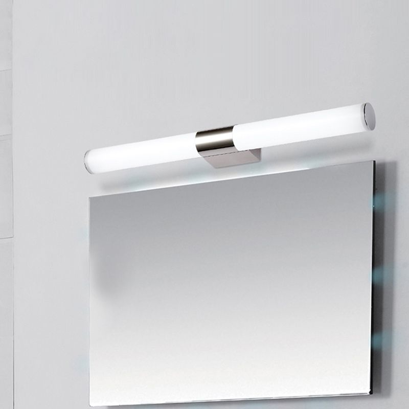 Luz de tocador de pared de tubo acrílico Lámpara de aplastamiento LED moderno de acabado cromado en luz cálida/blanca, 18 "/23.5" /31.5 "Longitud de longitud