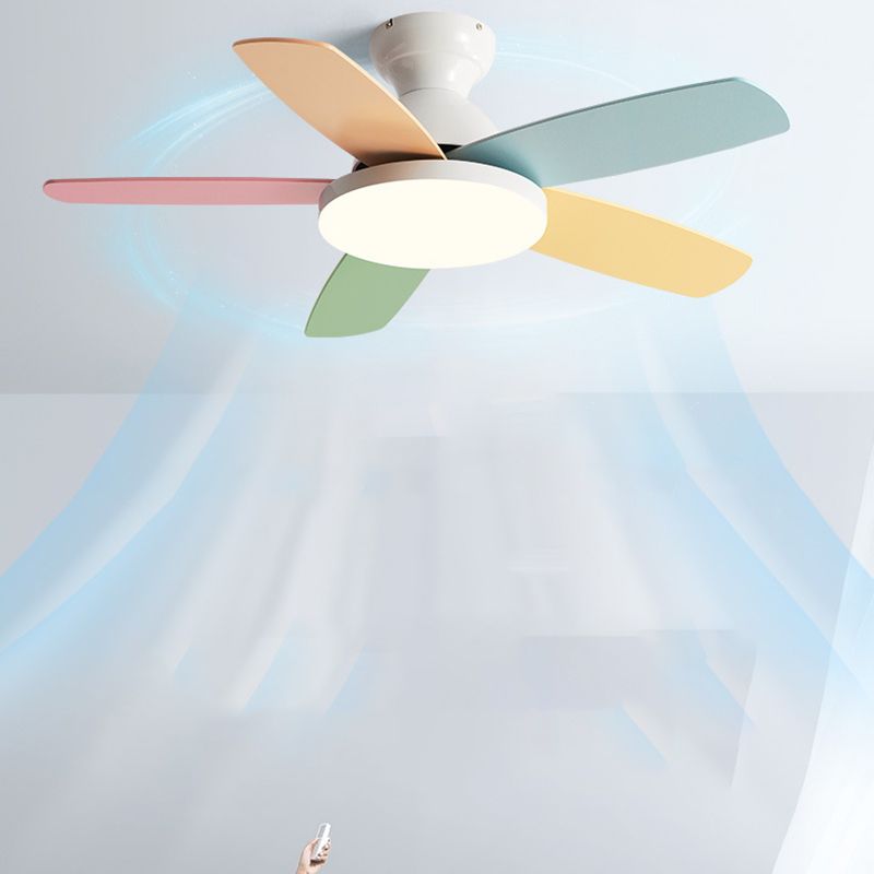 Ceiling Fan Light Metal Kids Style LED Ceiling Flush Mount for Bedroom