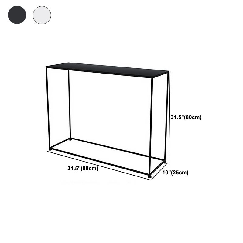 Contemporary Iron Rectangle Storage End Table with Shelf Frame Console Table