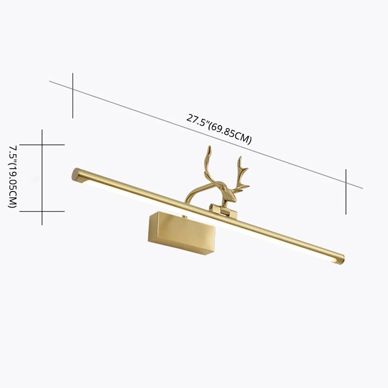 Mid-Century Luxury Style Linear Wall Mounted Vanity Lights Metal Vanity Lighting Fixtures with Antlers