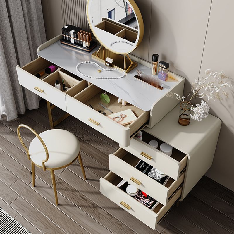 Glam Beige Vanity Dressing Table Set Slate Top Dressing Table