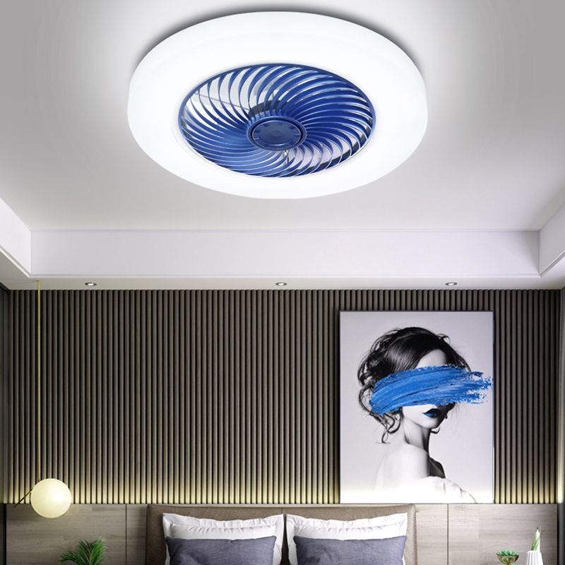 Round Flush Mount Ceiling Fan Light Minimalist Bedroom Living Room Ceiling Mount Light