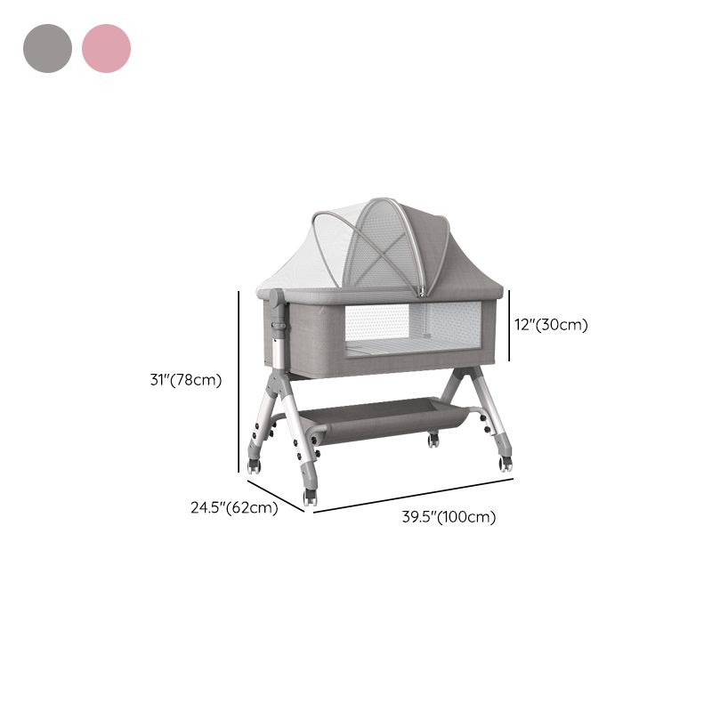 Gliding Square Crib Cradle Metal Cradle with 4 Wheels for Newborn