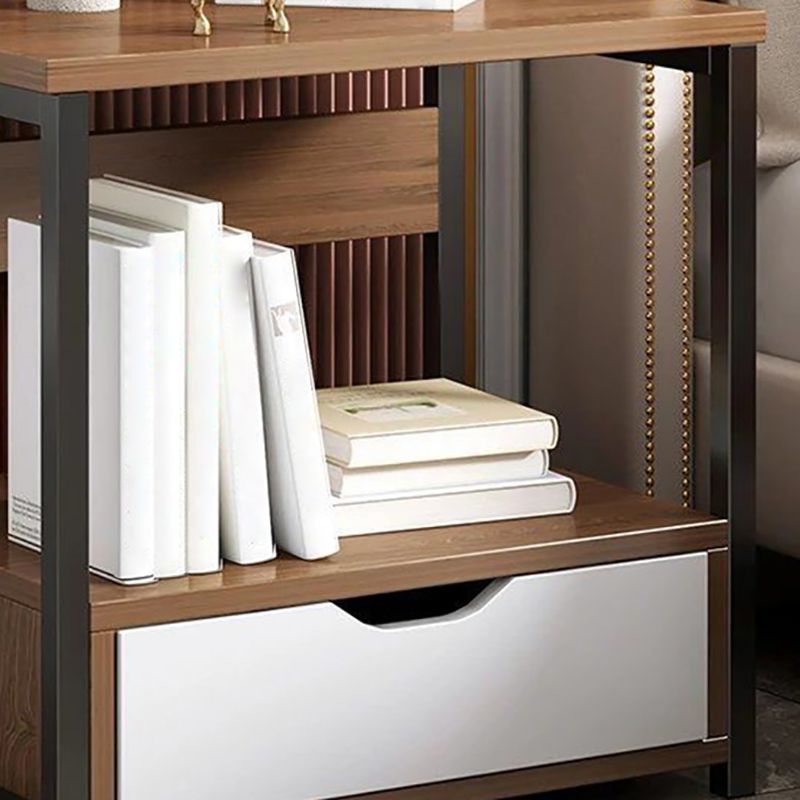 Contemporary Night Table Solid Wood Nightstand with Drawers ,19.7" Tall