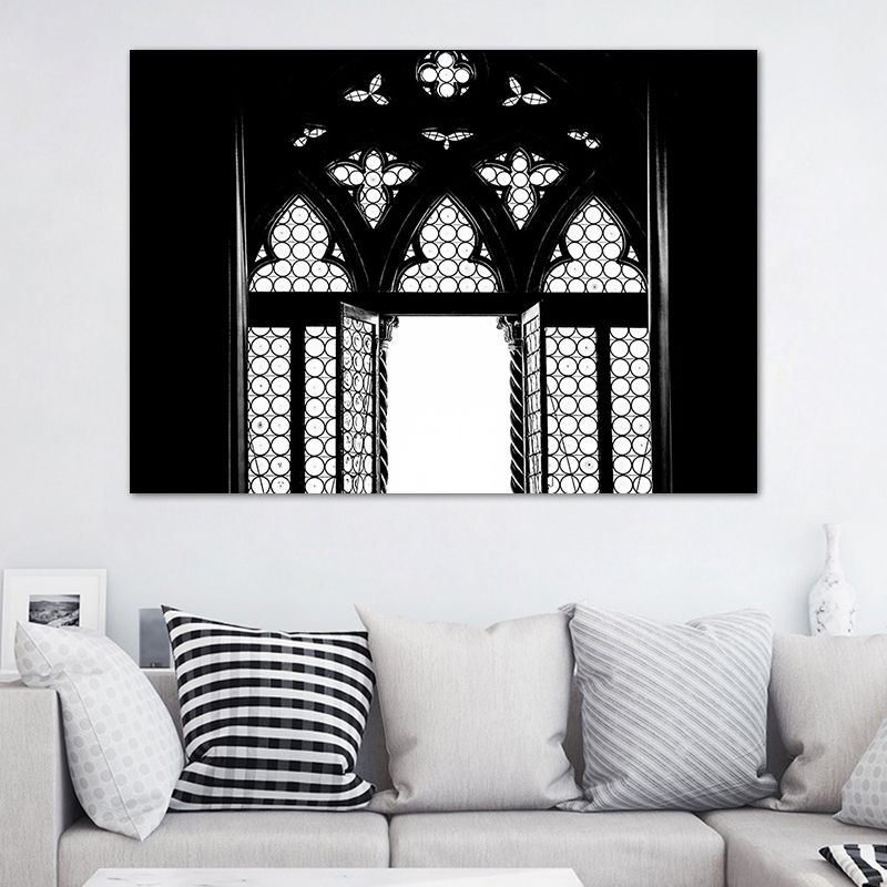 Canvas Black Painting Vintage Style Hollowed-Out Door Wall Decor, Multiple Sizes Available