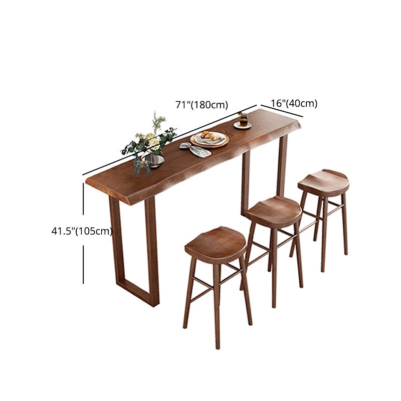 Wood Bar Dining Table Modern Bar Table with Sled Base for Milk Tea Shop