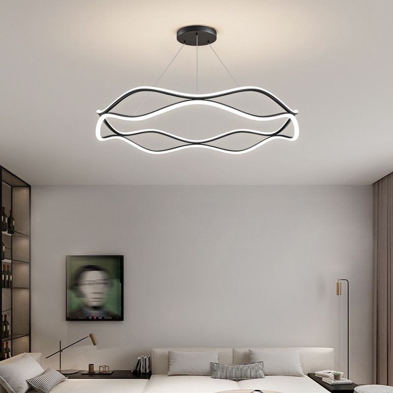 Metal Linear Shape Flush Ceiling Light Modern Style 2 Lights Flush Mount Lighting Fixtures