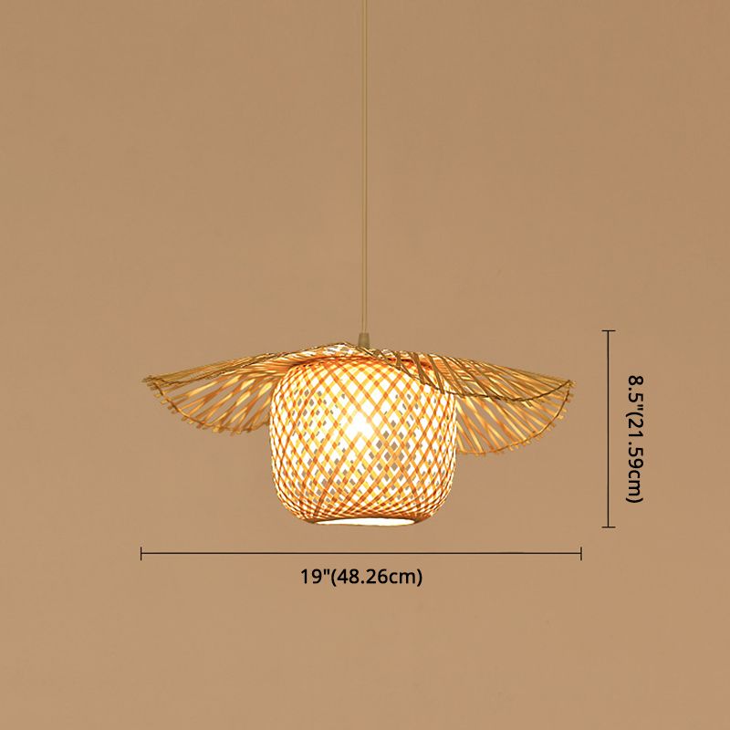 1 Light Swirl Hanging Ceiling Lights Chinese Bamboo Hanging Light Fixtures for Living Room