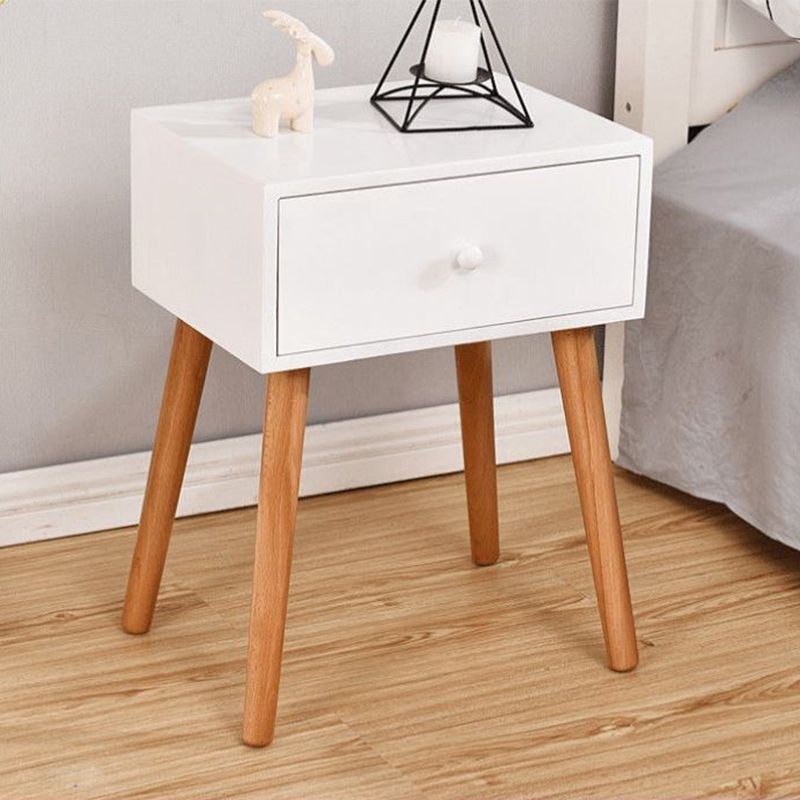 Modern 18 Inch H Nightstand Solid Wood 1-Drawer Night Table with Legs