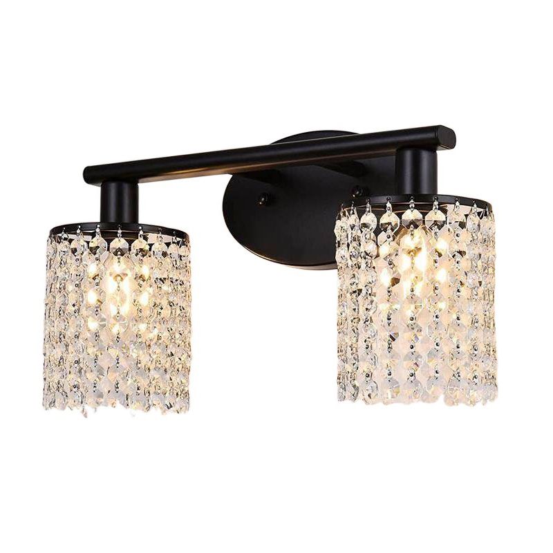 Clear Crystal Tassel Bath Vanity Light 2 / 3 / 4 - Light Metal Bathroom Vanity Lighting