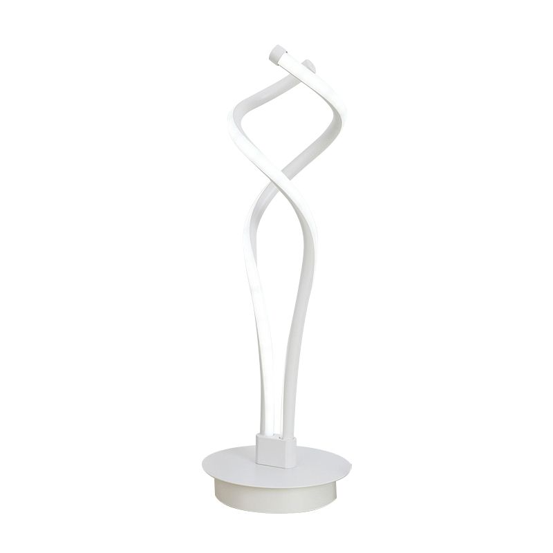 Minimalist LED Small Desk Lamp Black/White Twisted Task Lighting with Acrylic Shade for Bedroom