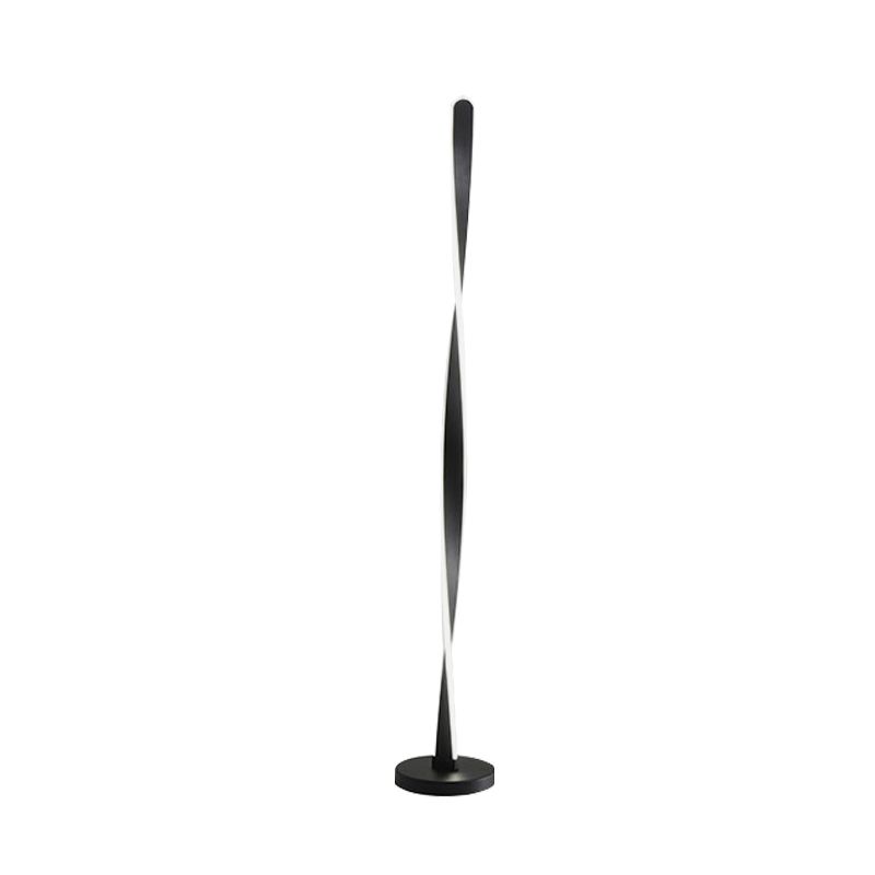 Acrylic Twisted Stick Floor Lighting Simplicity Black/White LED Stand Up Lamp with Spiral Design in Warm/White Light