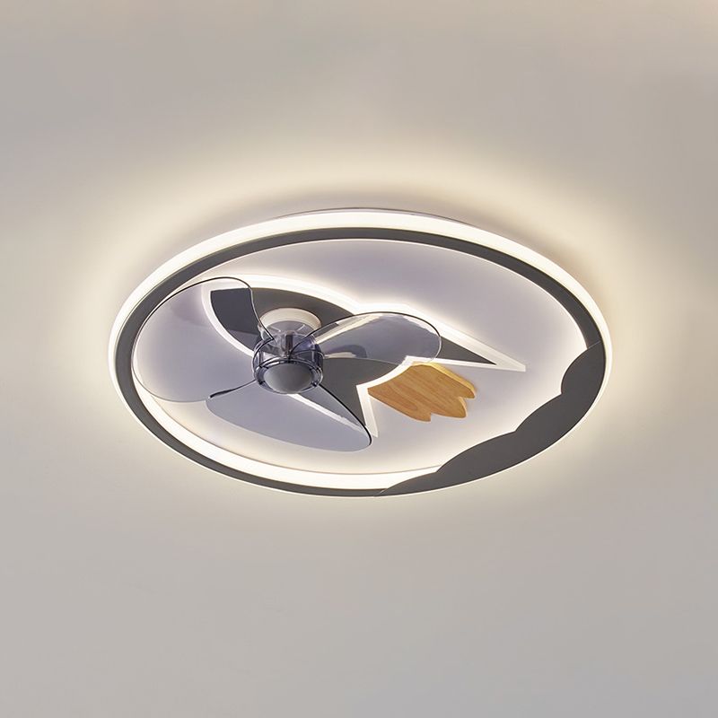 Metal Round Flush Mount Light Modern Colorful LED Fan Light for Bedroom