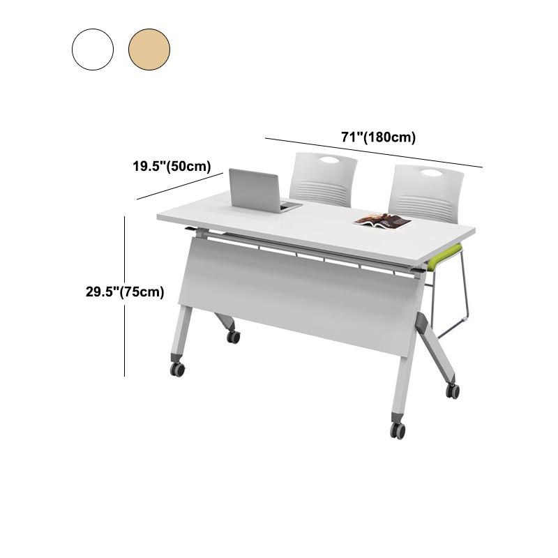 Modern Style Folding Office Desk Manufactured Wood Top Desk with Wheels