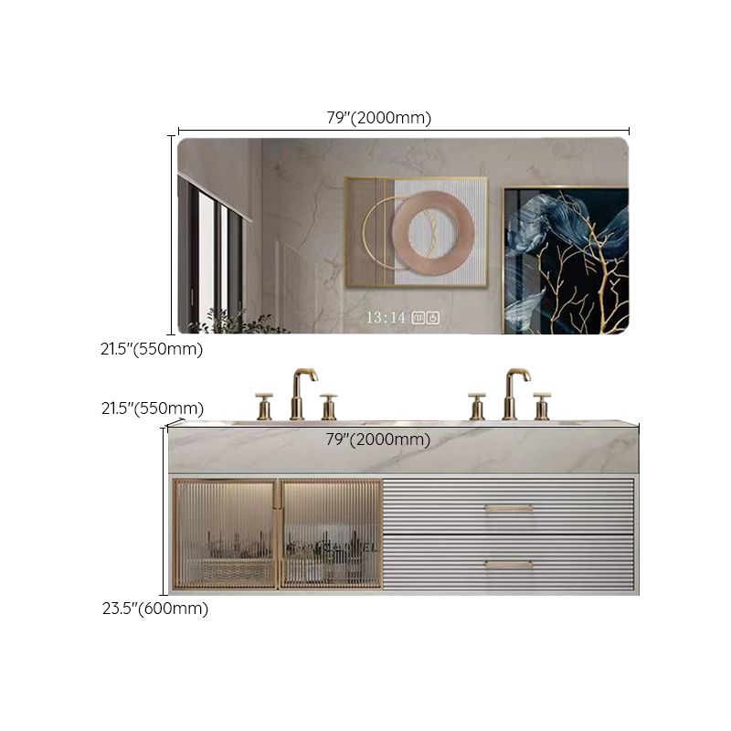 Modern Wall-Mounted Vanity Sink Bathroom Vanity Cabinet with Mirror Cabinet