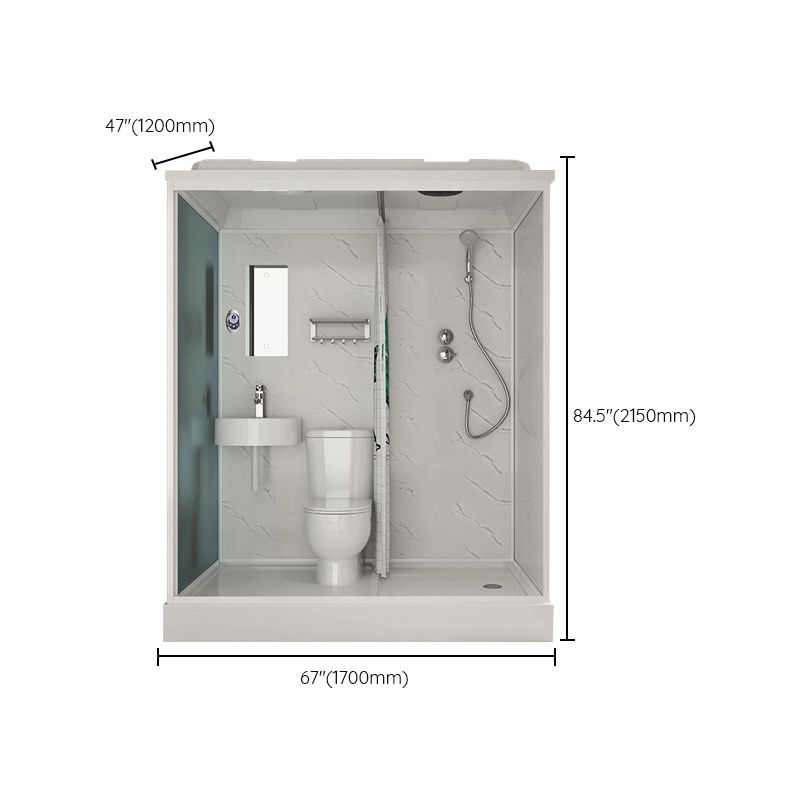 White Rectangle Shower Stall with Shower Base Tempered Glass Shower Stall