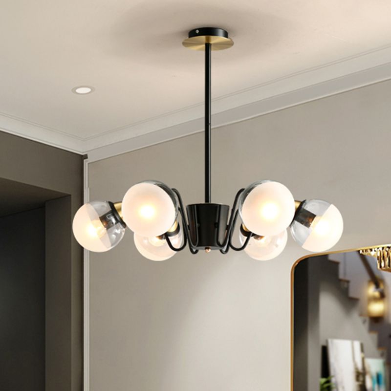 Black Pendant Light Multi-Head Modern Stylish Glass and Metal Chandelier for Study Room Kitchen