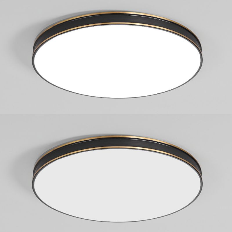 1-Light Round Flush Light Modern Metal Flush Mount Ceiling Light